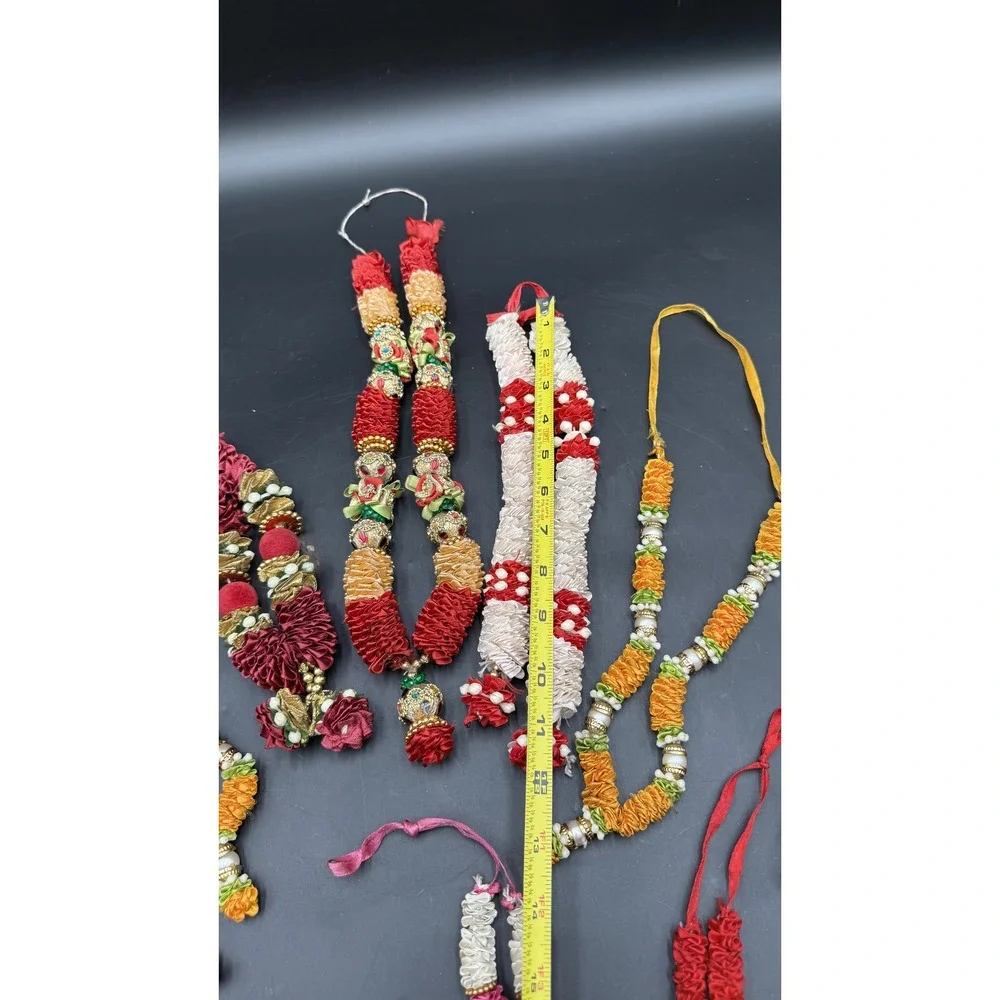 Lot of 15 Traditional Indian Fabric Garlands Diwali Wedding Puja Decor Mala Haar